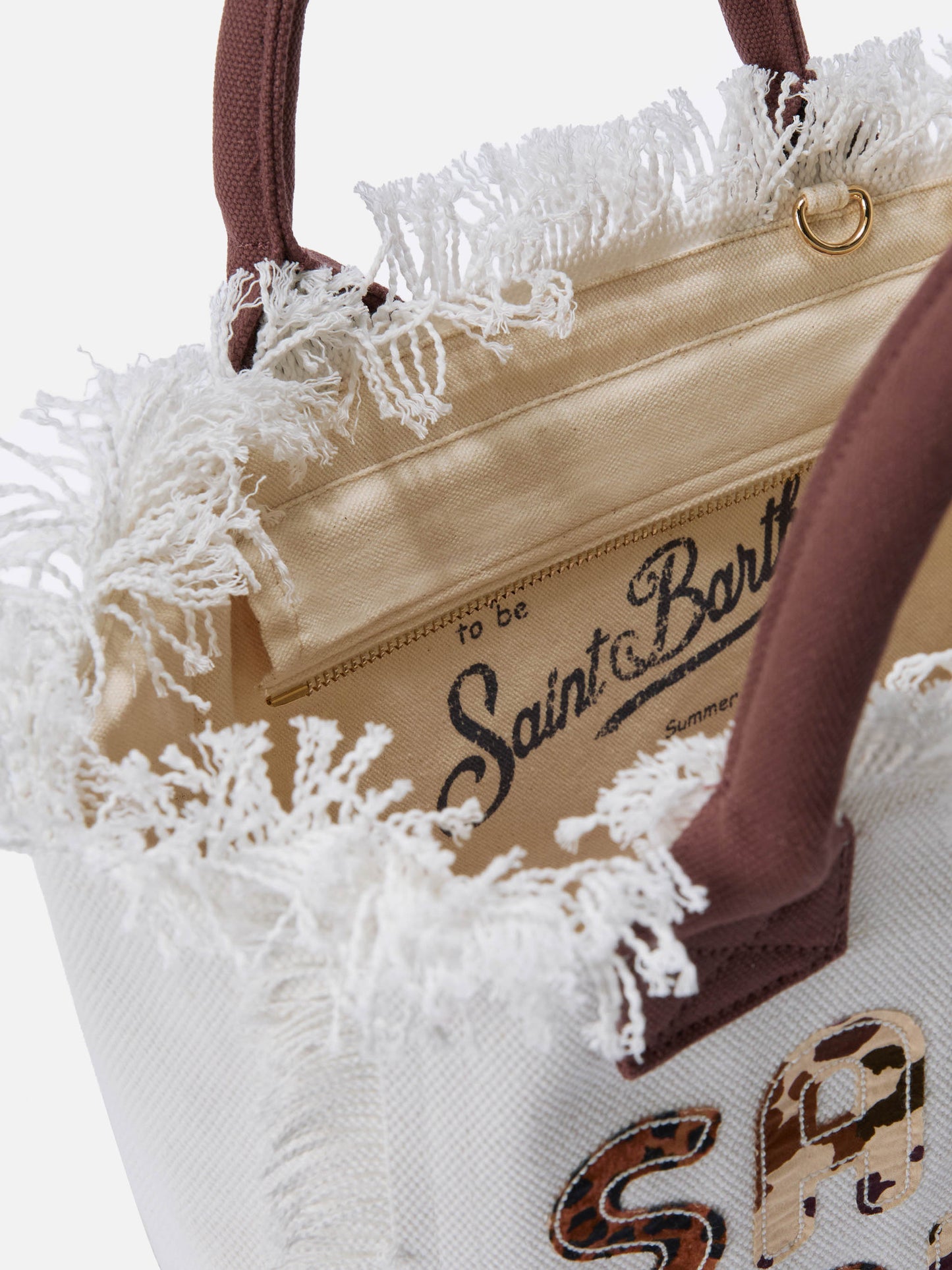 White Colette canvas bag with animalier patch logo