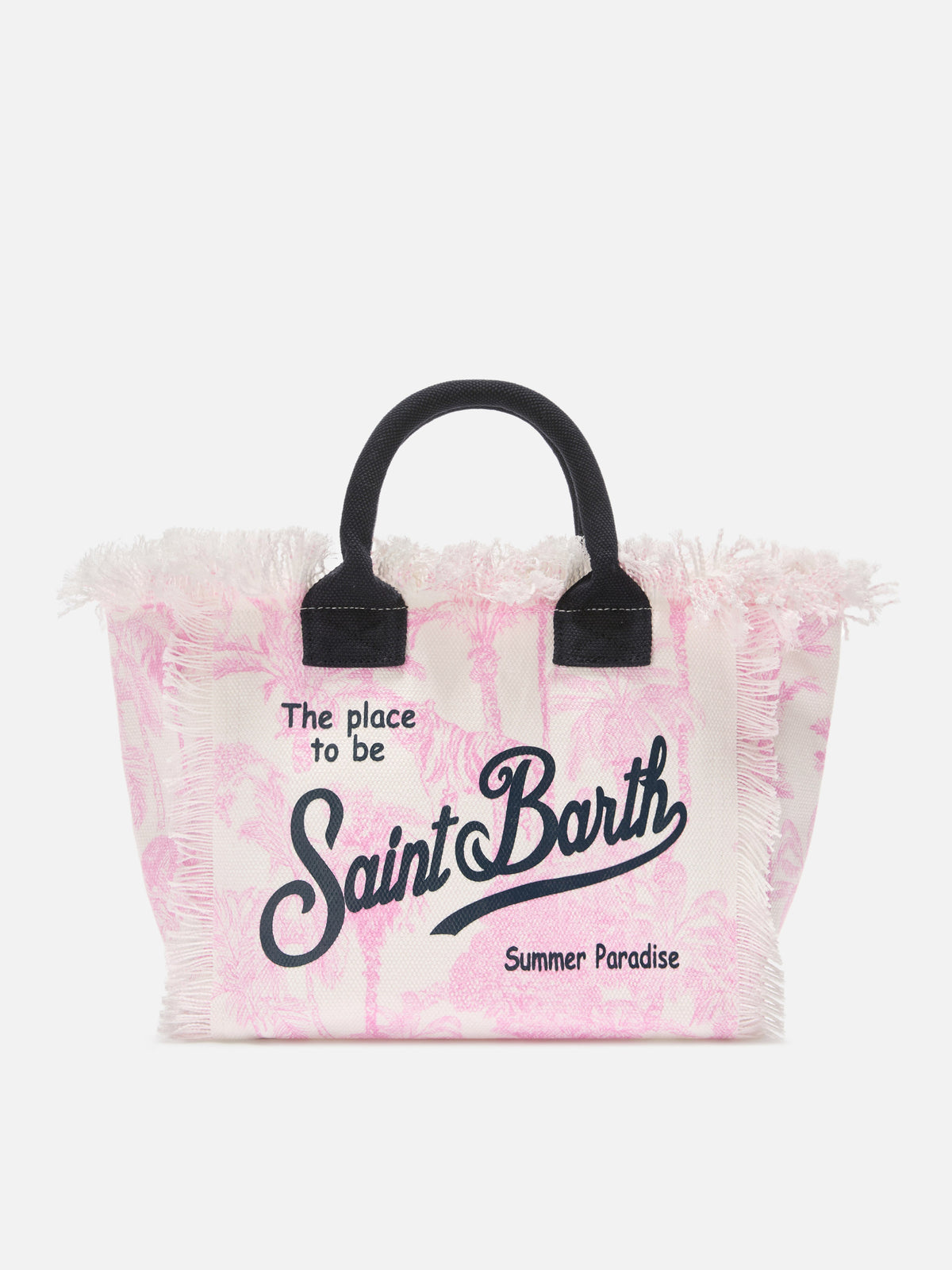 Colette canvas bag with pink toile de Jouy print – MC2 Saint Barth