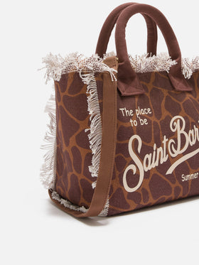 Borsa Colette in canvas con fantasia animalier