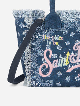 Colette cotton canvas handbag with bandanna print - MC2 Saint Barth