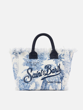 Colette canvas bag with blue toile de Jouy print