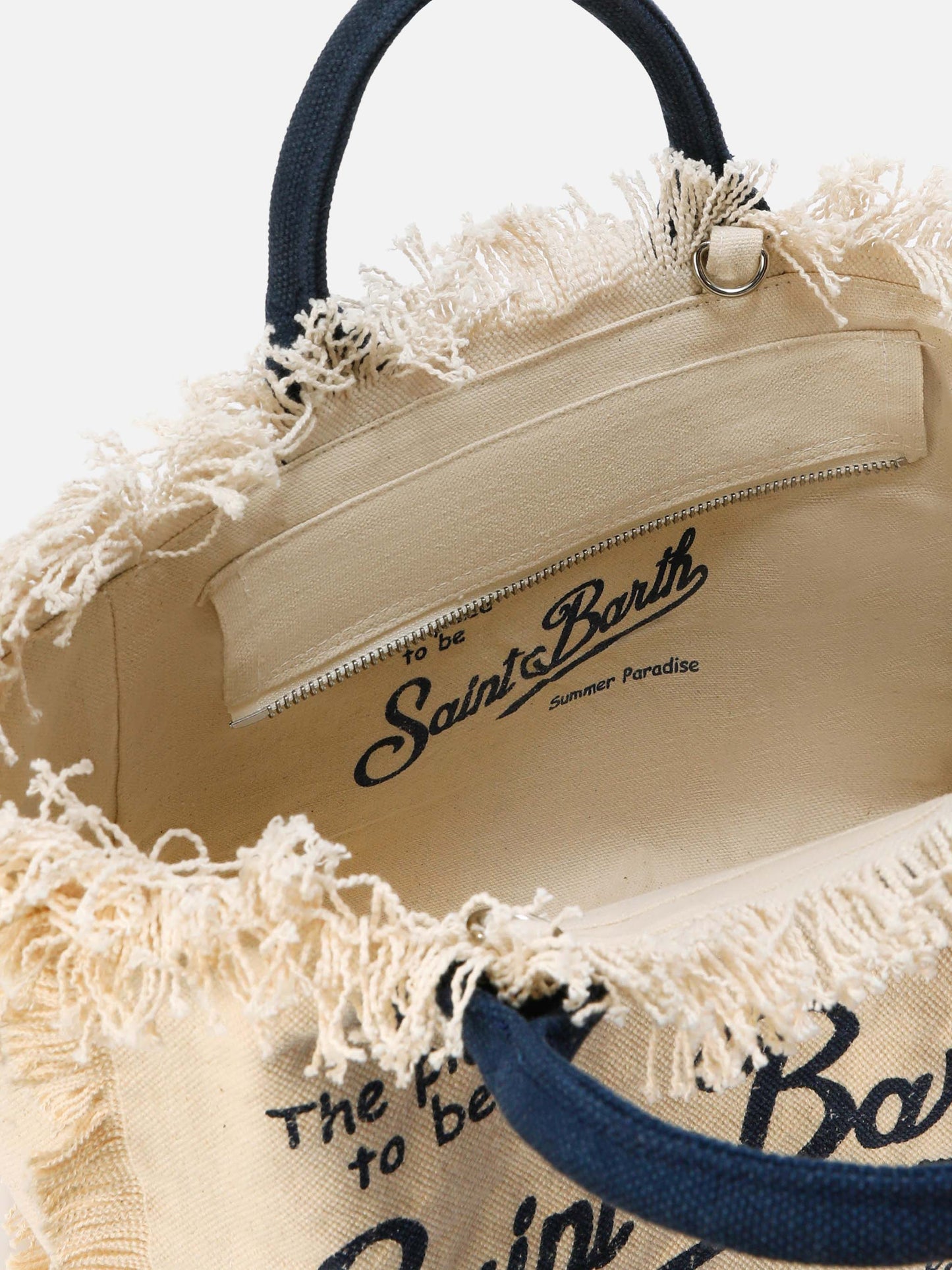 White canvas Colette bag with fringes