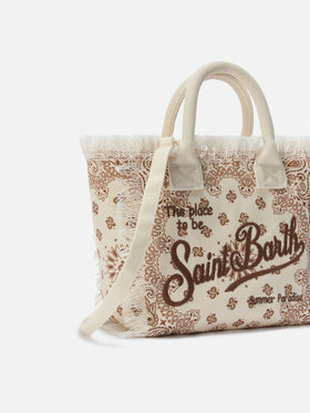 Borsa Colette in canvas beige con stampa bandana