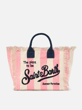 Borsa Colette in canvas a righe rosa