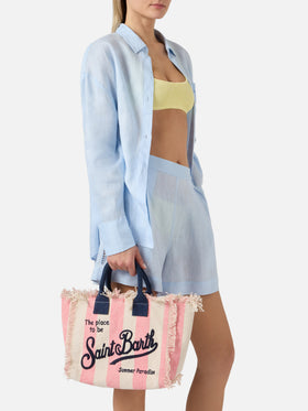 Borsa Colette in canvas a righe rosa