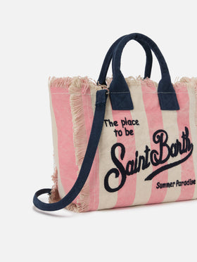 Colette canvas bag with pink stripes