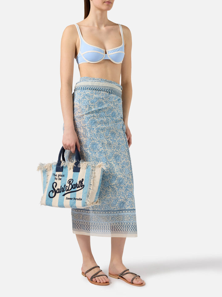 Colette canvas bag with light blue stripes