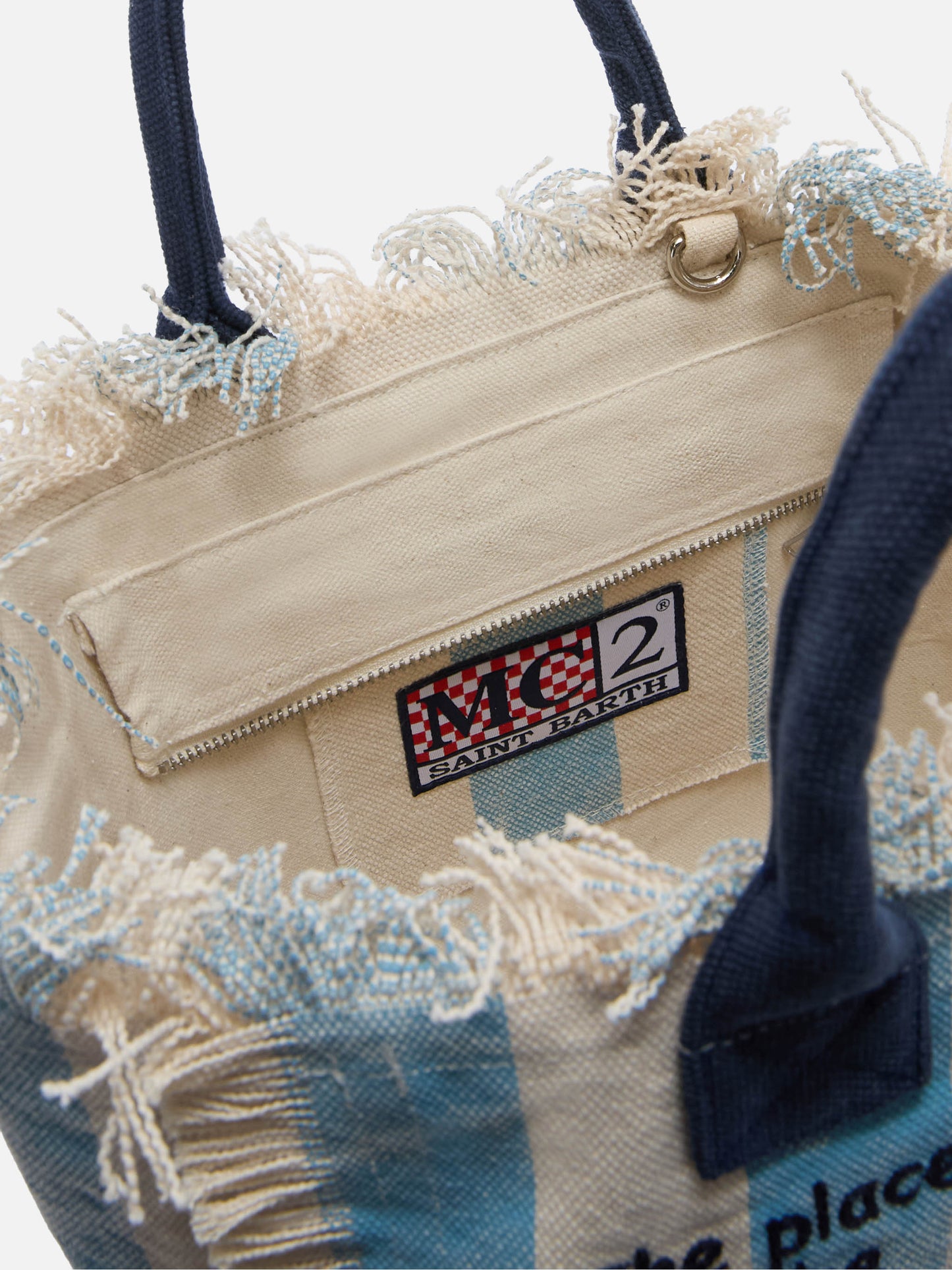 Borsa Colette in canvas a righe azzurre