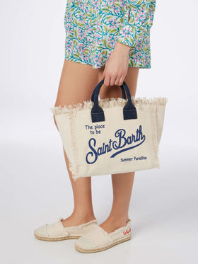 Handtasche Colette aus cremeweißem Baumwollcanvas