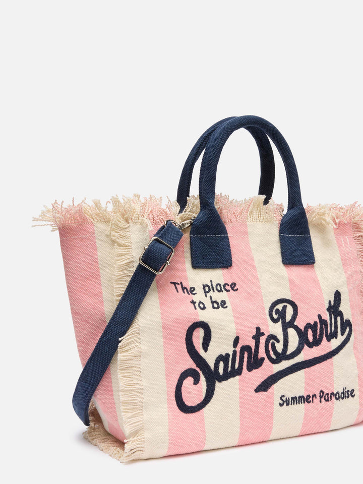 Borsa Colette in canvas di cotone con stampa a righe rosa