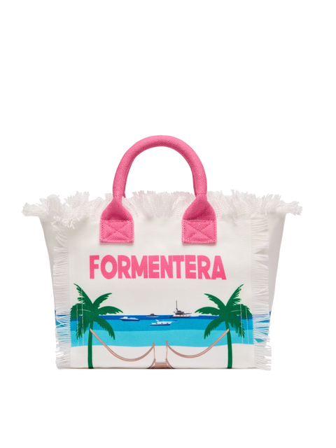 Colette cotton canvas handbag with Formentera postcard print - MC2 Saint Barth