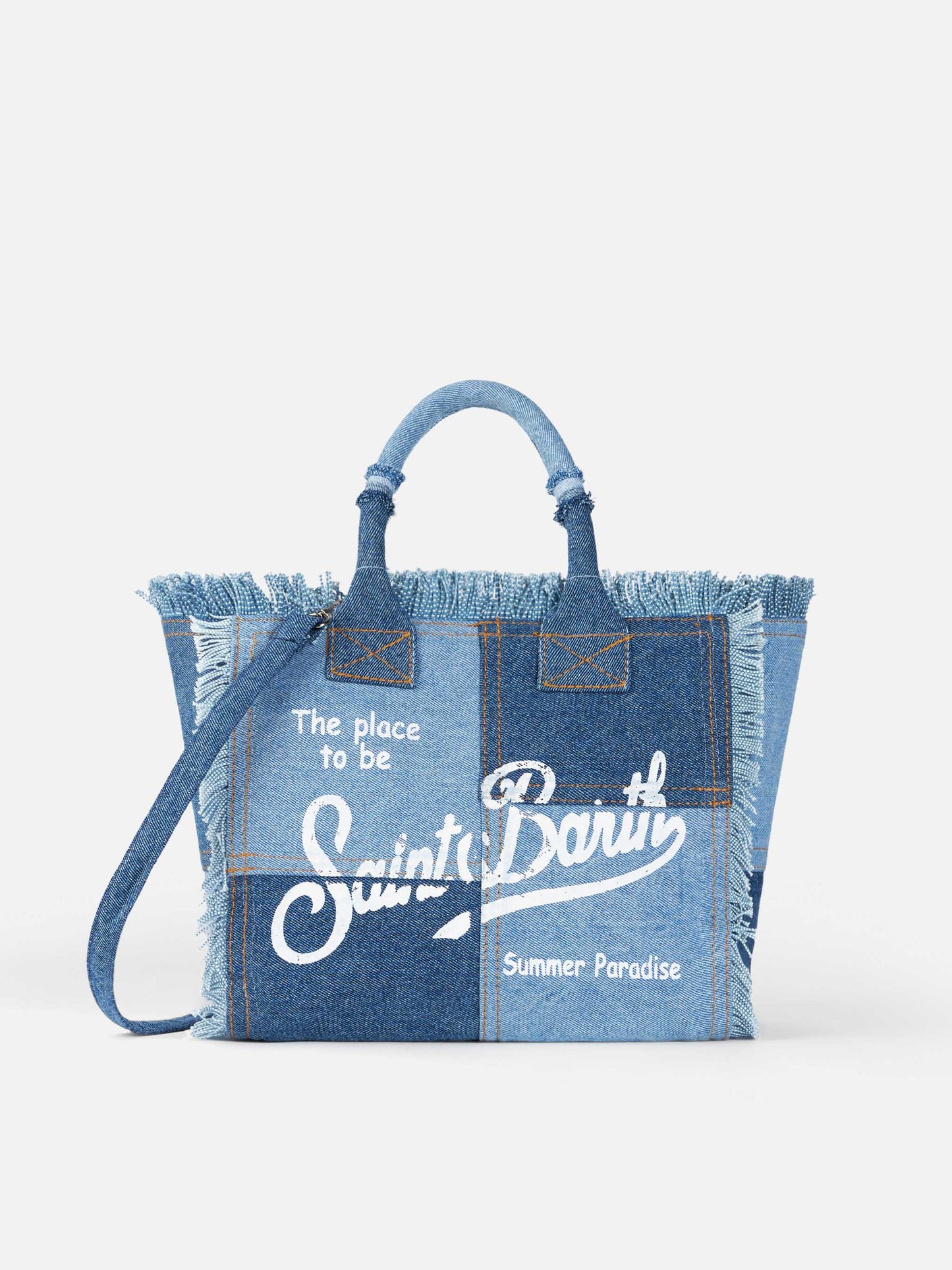 Colette denim cotton canvas handbag with - MC2 Saint Barth