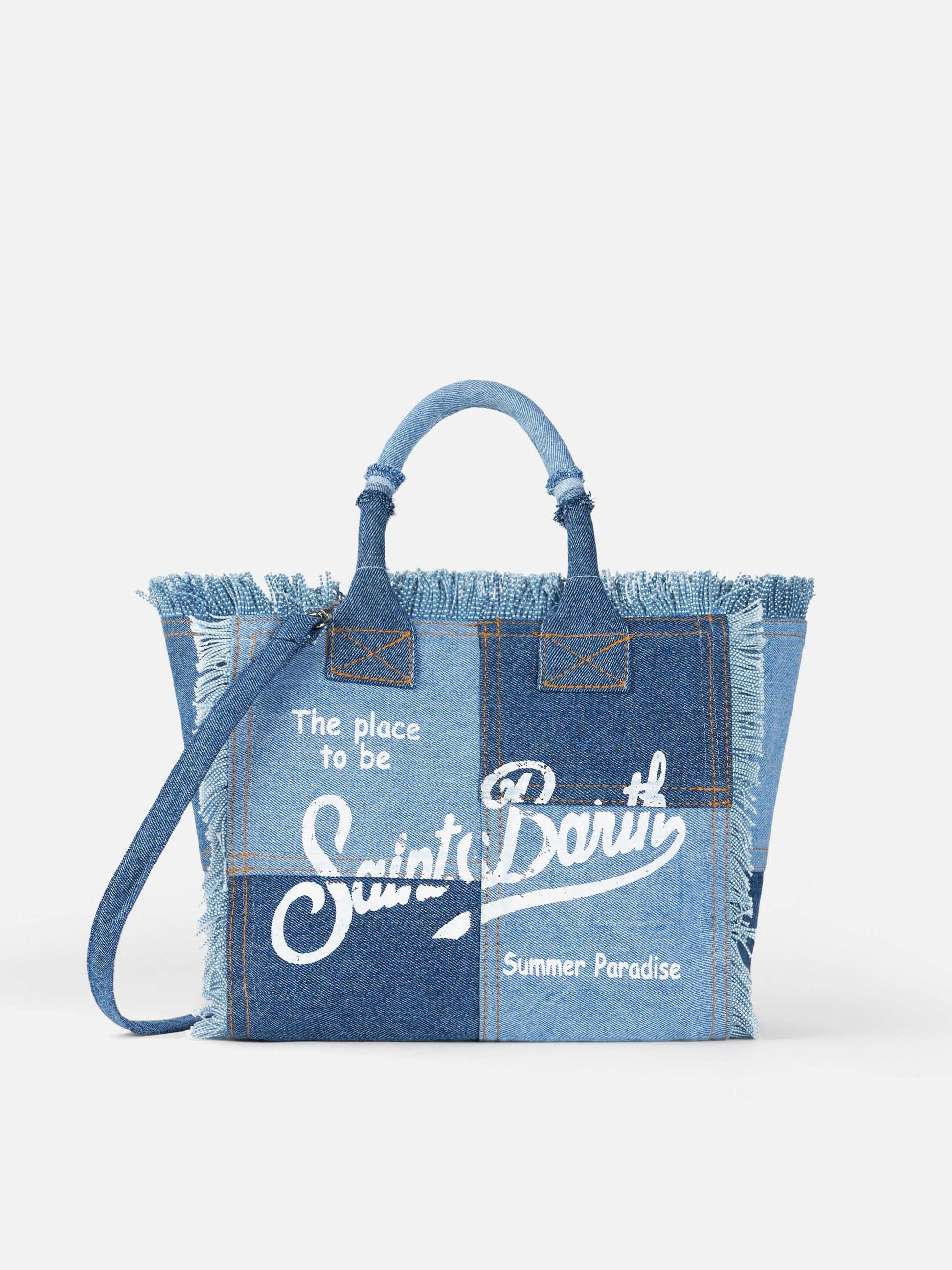Colette denim cotton canvas handbag with - MC2 Saint Barth
