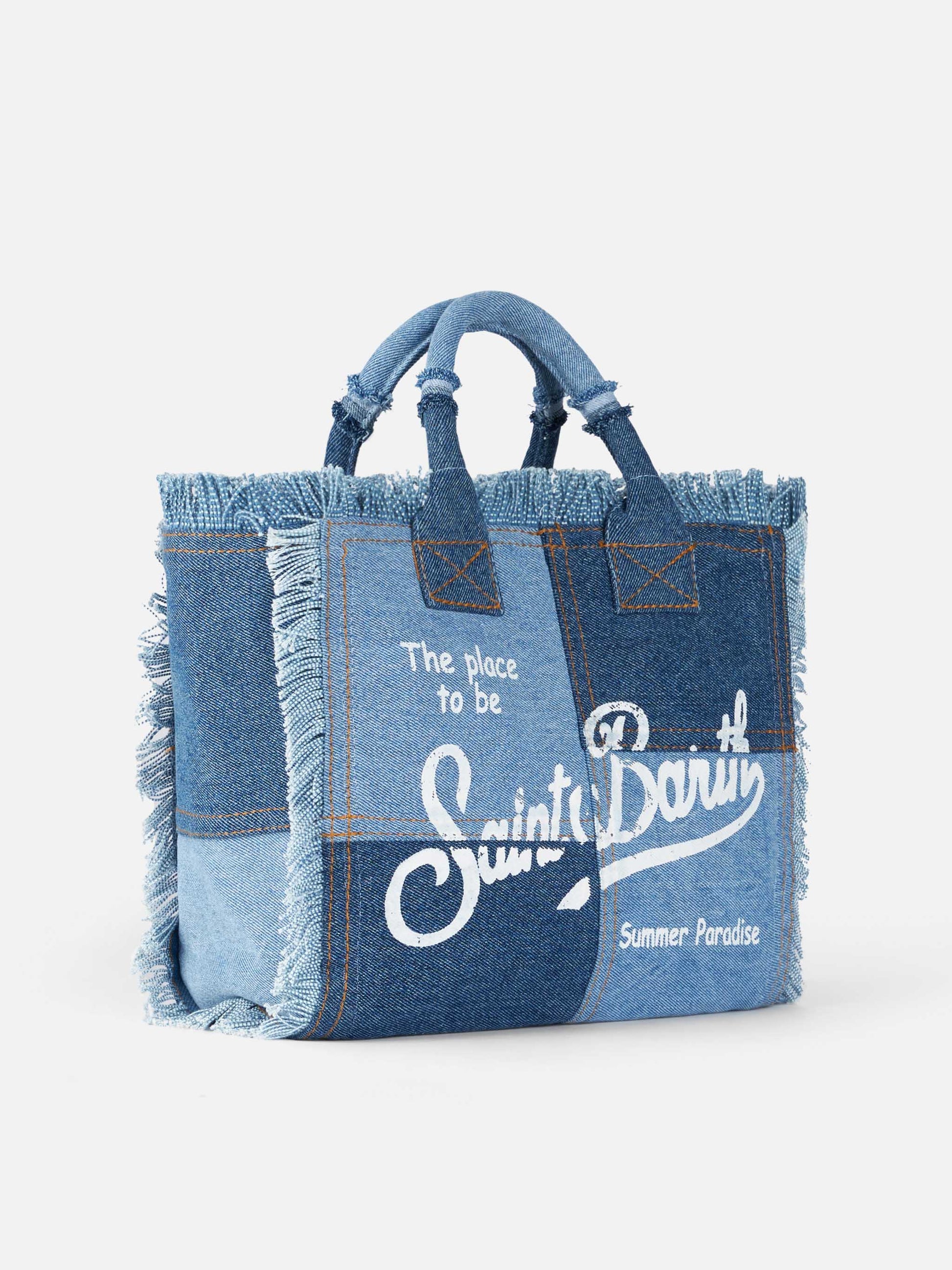 Colette denim cotton canvas handbag with - MC2 Saint Barth