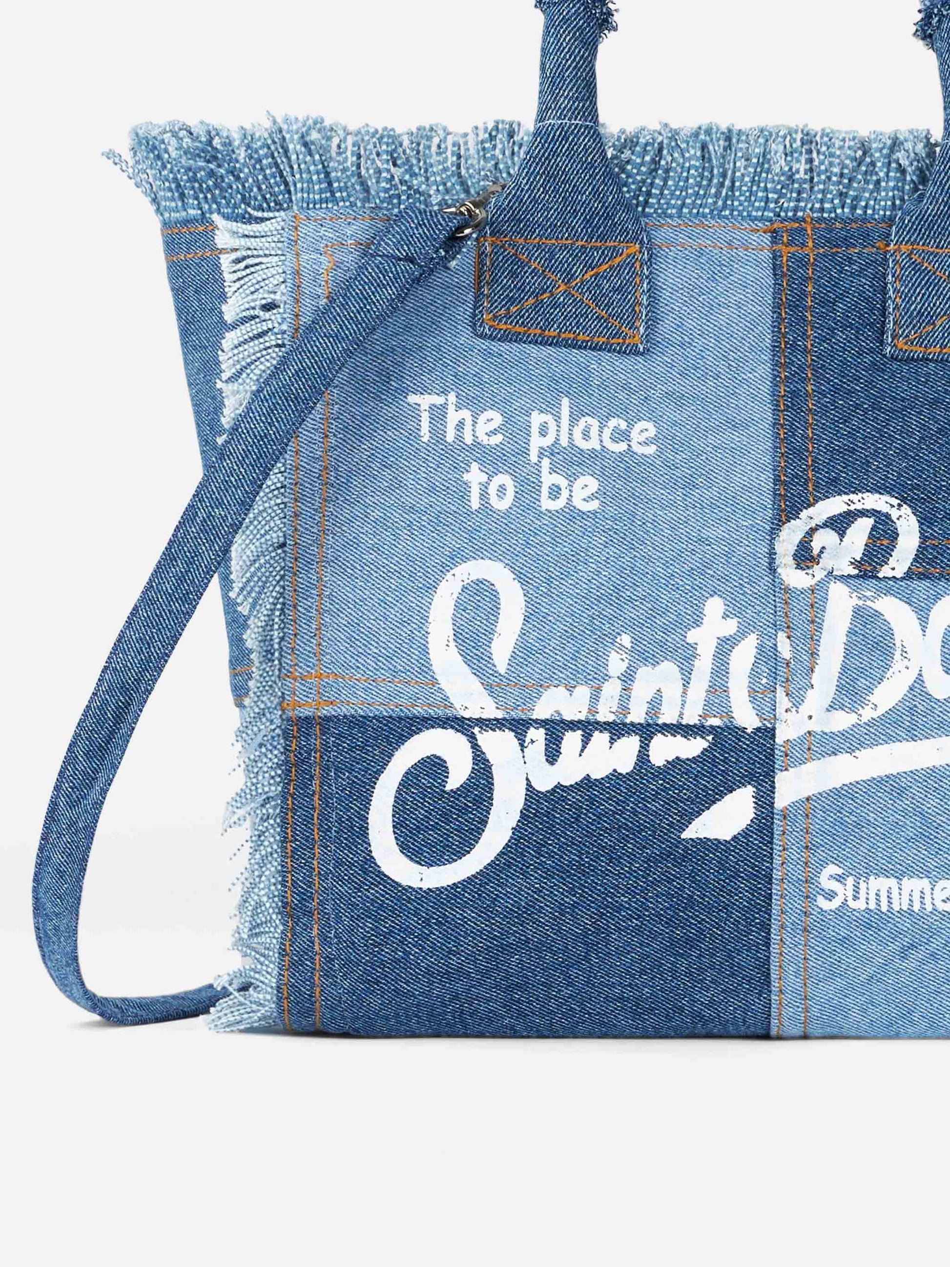 Colette denim cotton canvas handbag with - MC2 Saint Barth