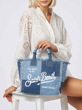 Colette denim cotton canvas handbag with - MC2 Saint Barth