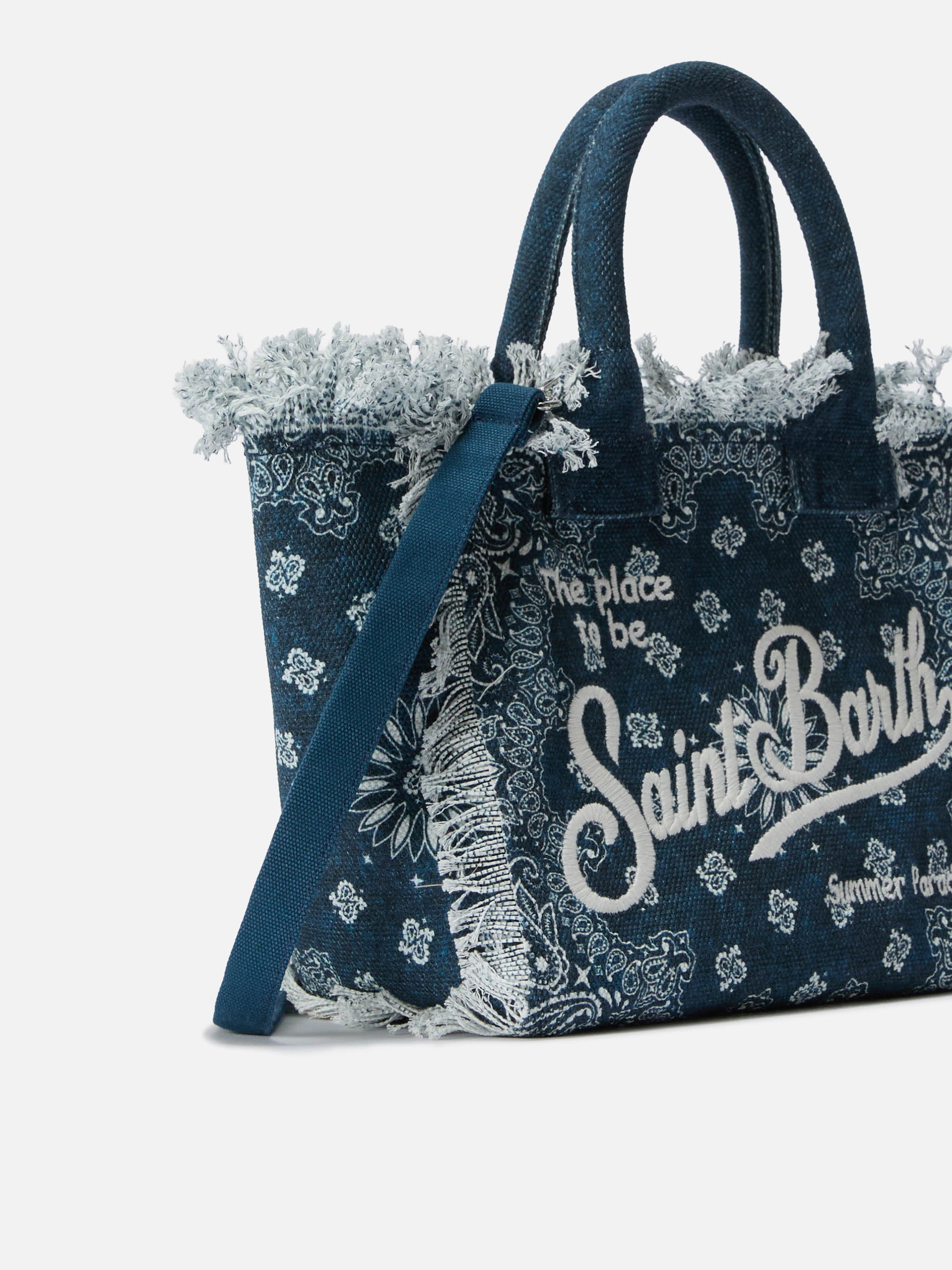 Light blue canvas Colette bag with bandana print – MC2 Saint Barth
