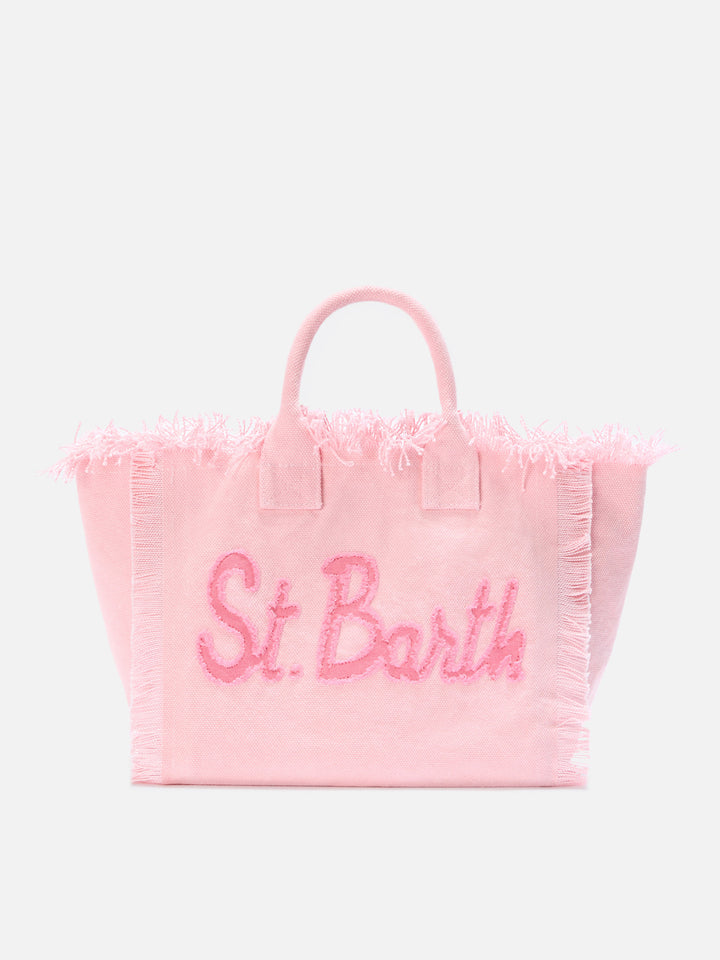 Pink Colette canvas bag with fabric logo patch