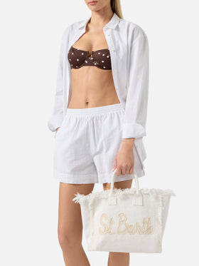 White Colette canvas bag with fabric logo patch