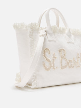 White Colette canvas bag with fabric logo patch