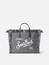 Borsa Colette in lana con motivo Principe di Galles e ricamo del logo