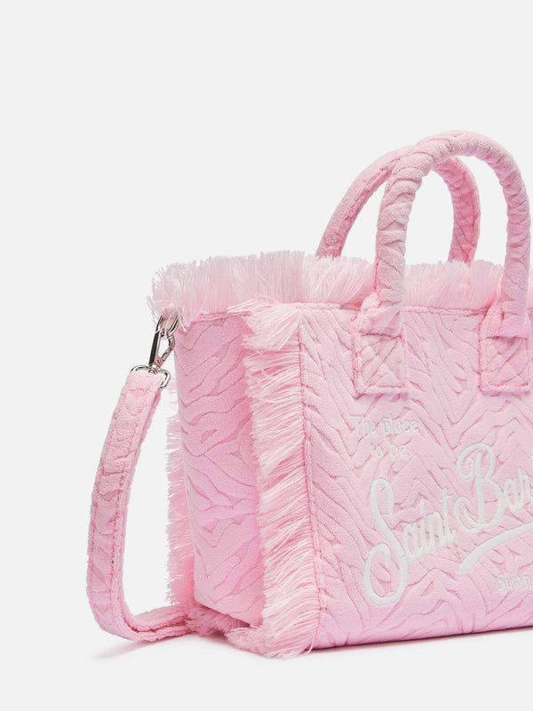 Colette Sponge – Rosa Frottee-Handtasche mit Zebraprägung