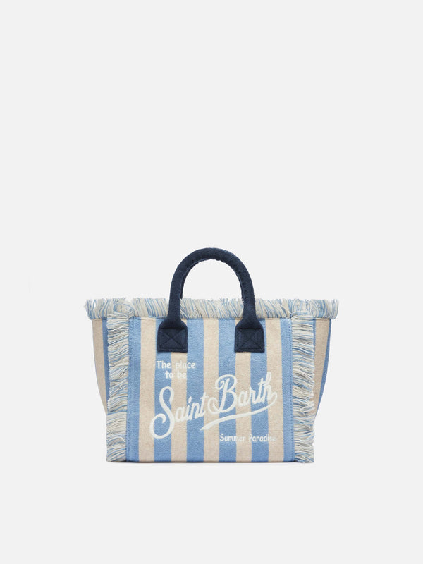 Colette Sponge light blue striped terry handbag