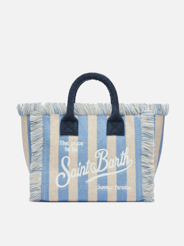 Colette Sponge light blue striped terry handbag