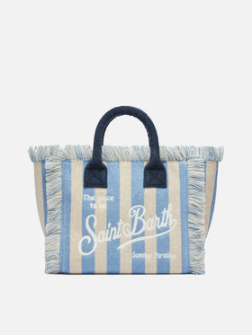 Colette Sponge light blue striped terry handbag