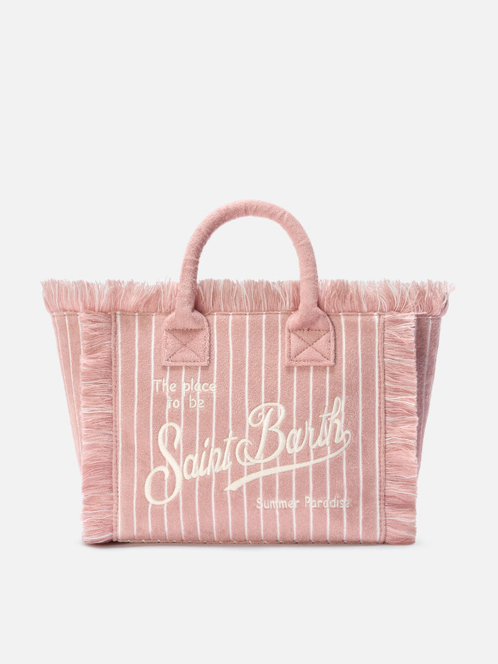 Borsa Colette in tessuto effetto spugnaa righe rosa