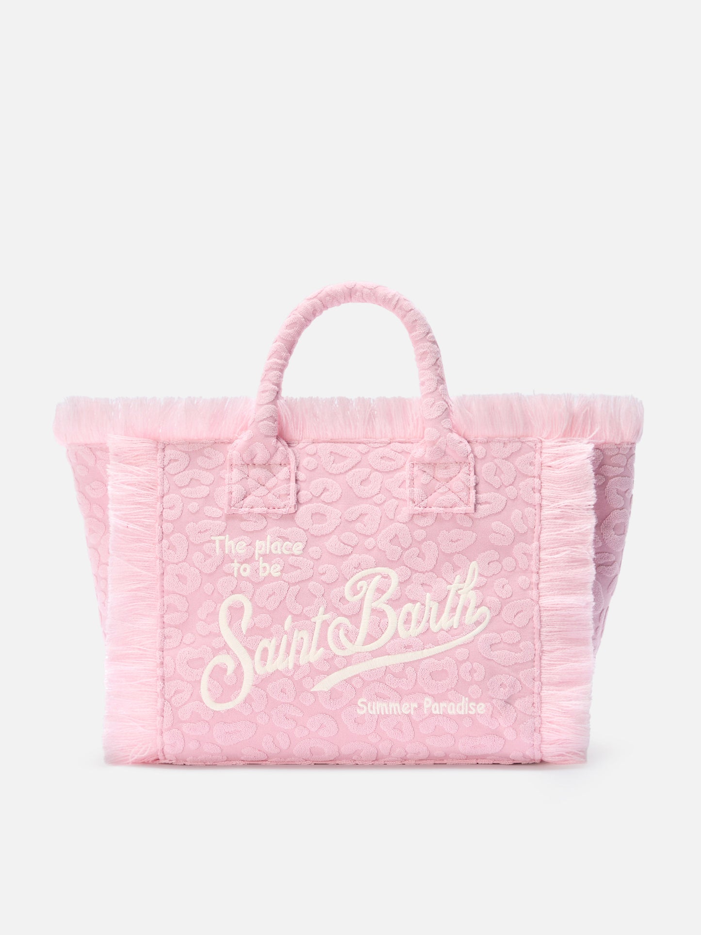 Borsa Colette in tessuto effetto spugna con leopardato in rilievo