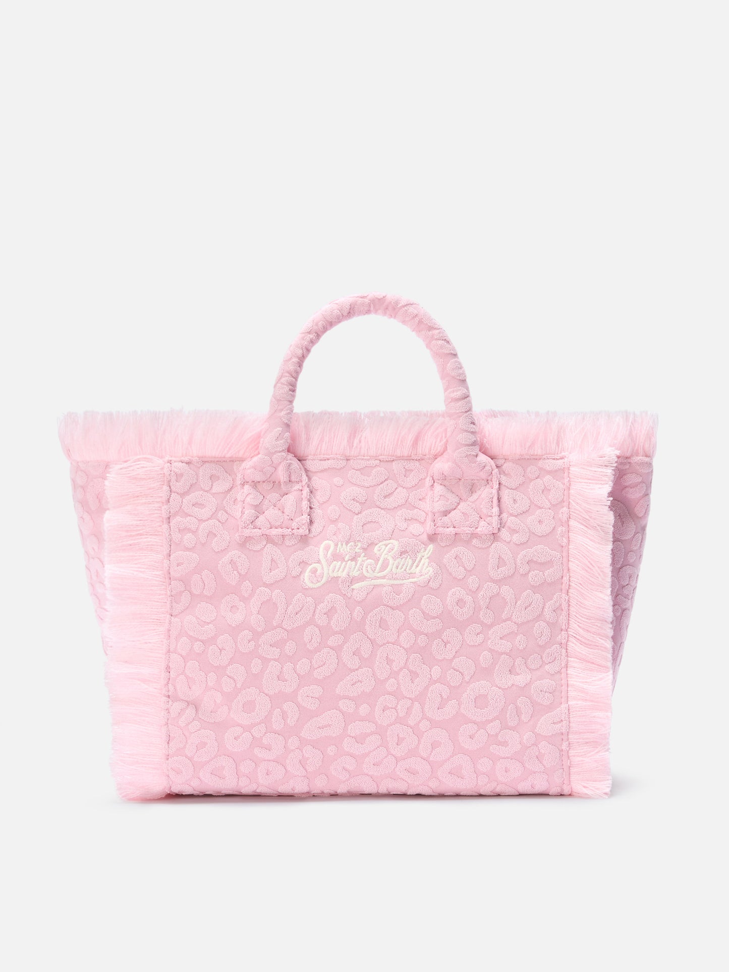 Borsa Colette in tessuto effetto spugna con leopardato in rilievo