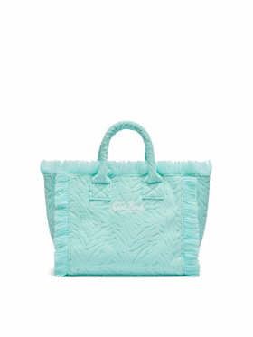 Colette Sponge – Frottee-Handtasche mit Zebraprägung in Wassergrün