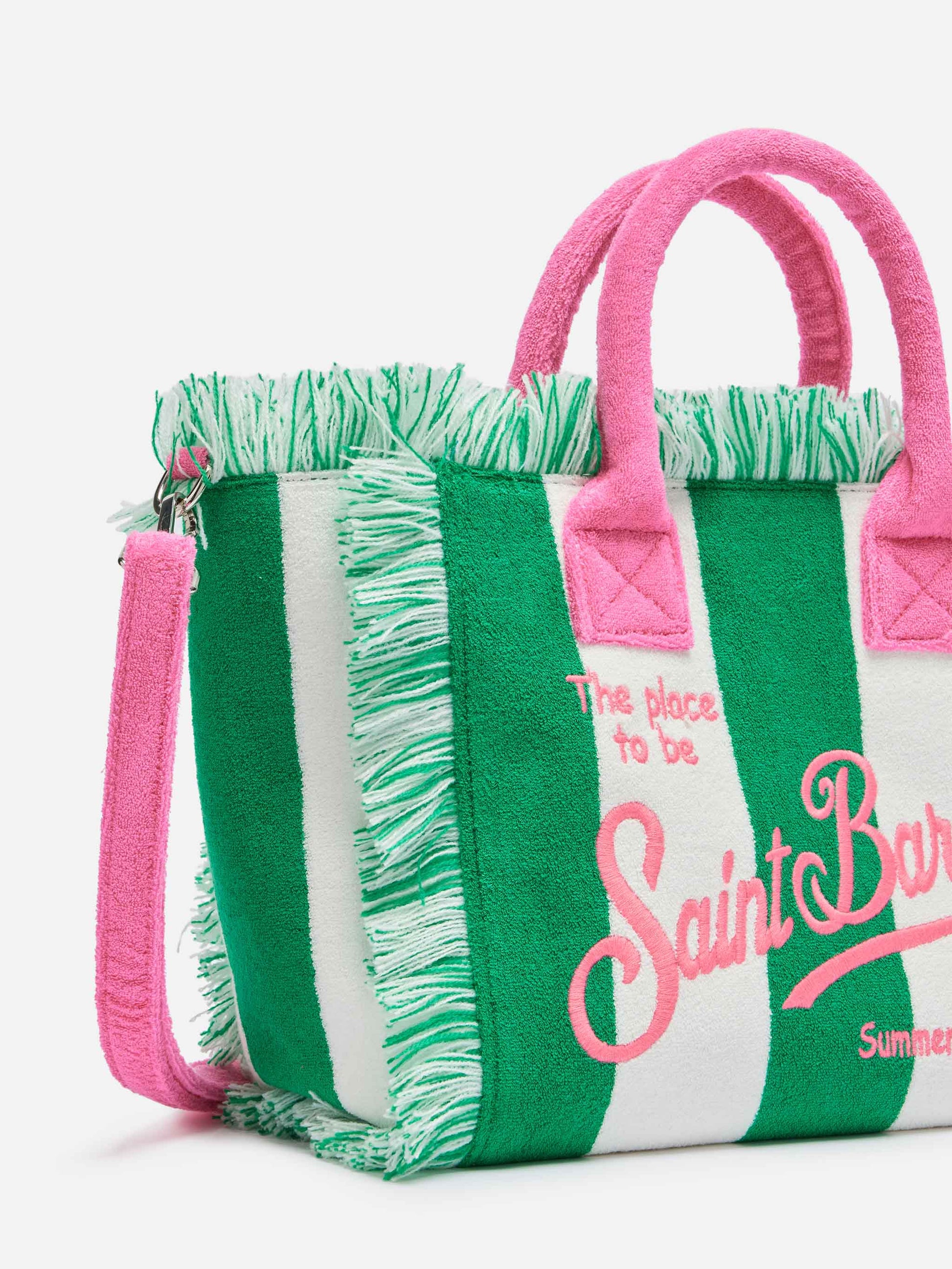 Colette Sponge green striped terry handbag - MC2 Saint Barth