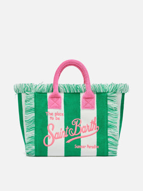 Colette Sponge – Grüne Frottee-Handtasche mit Streifen