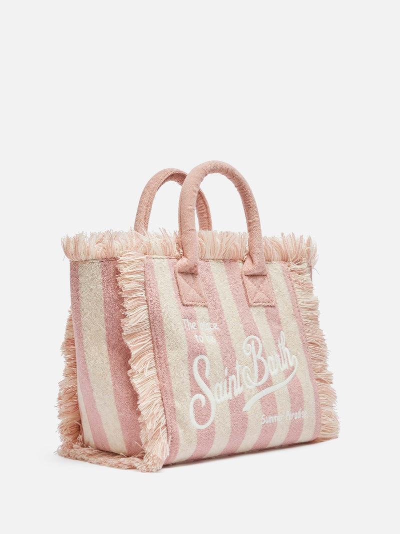 Colette Sponge light pink striped terry handbag