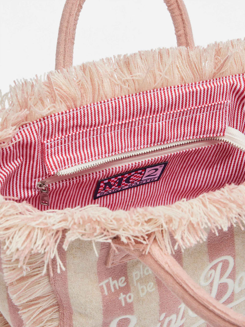 Colette Sponge light pink striped terry handbag