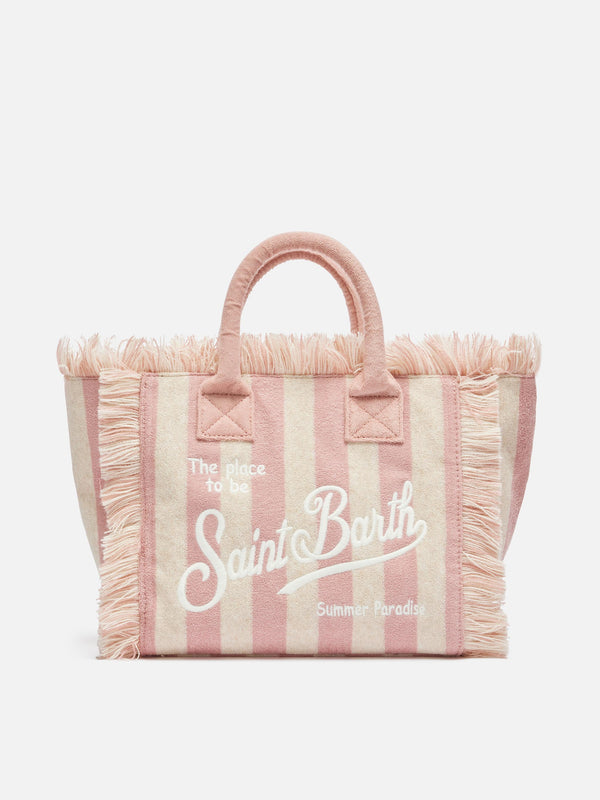 Colette Sponge light pink striped terry handbag