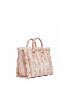 Colette Sponge light pink striped terry handbag