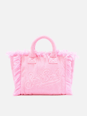 Einfarbige Colette-Tasche in Pink mit Frottee-Effekt 