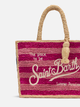 Colette Raffia multicolor striped handbag with logo  embroidery
