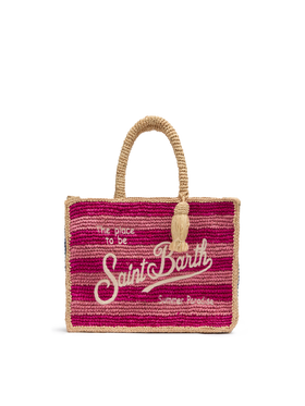 Colette Raffia multicolor striped handbag with logo  embroidery