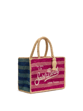 Colette Raffia multicolor striped handbag with logo  embroidery