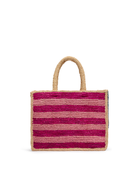 Colette Raffia multicolor striped handbag with logo  embroidery