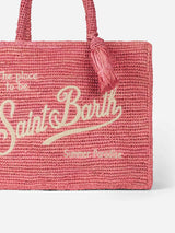 Rosa Colette Raffia-Handtasche mit Stickerei