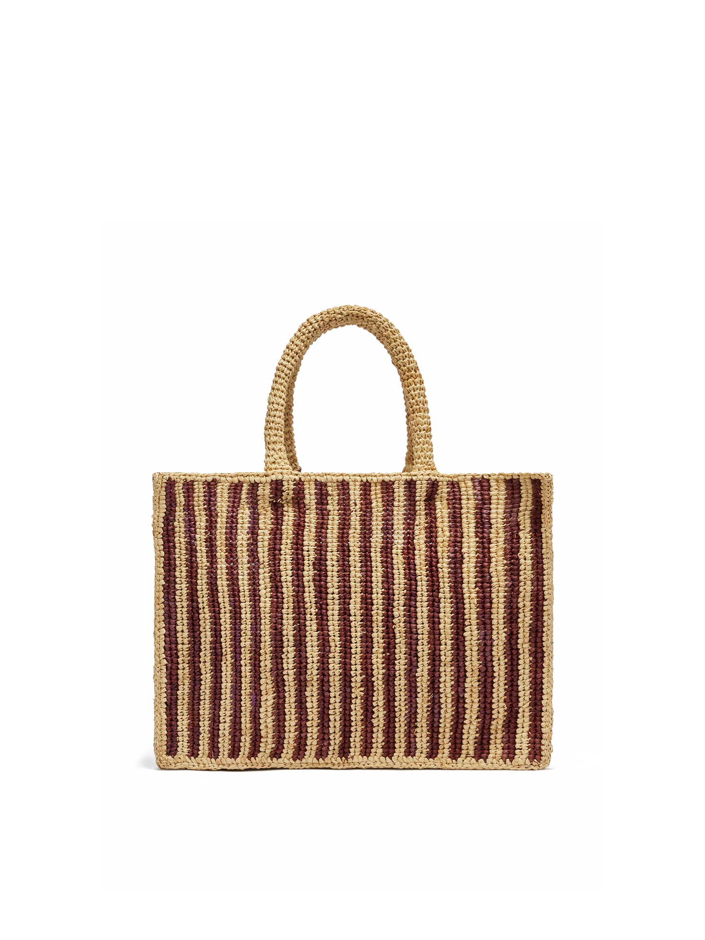 Colette raffia striped bag with embroidered logo and tassel