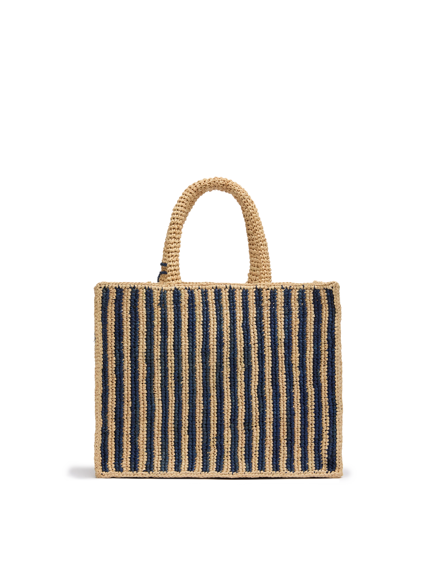 Marineblaue gestreifte Handtasche Colette Raffia mit Logo-Stickerei