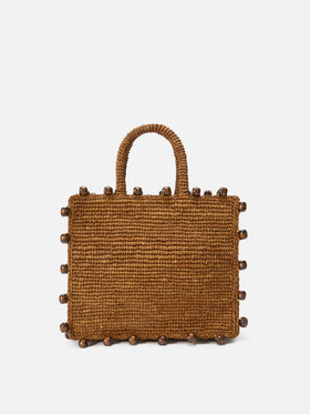 Sac Colette en raphia avec logo brodé et perles appliquées 