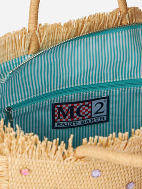 Borsa Colette effetto paglia con decorazioni in strass