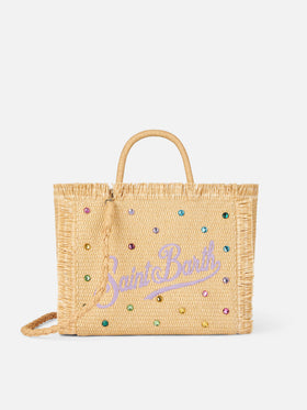 Borsa Colette effetto paglia con decorazioni in strass